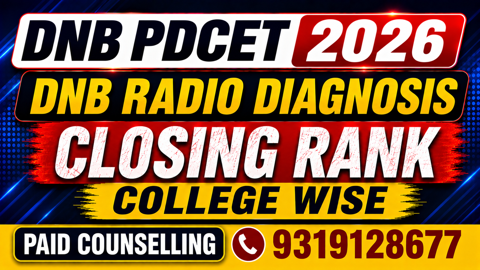 DNB PDCET 2026 DNB RADIO DIAGNOSIS Government & Private Medical Colleges Closing Rank – College-Wise