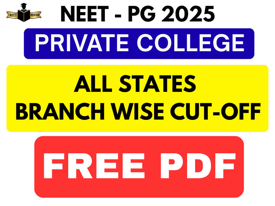 NEET PG 2025 PRIVATE COLLEGE CUT OFF BRANCH WISE