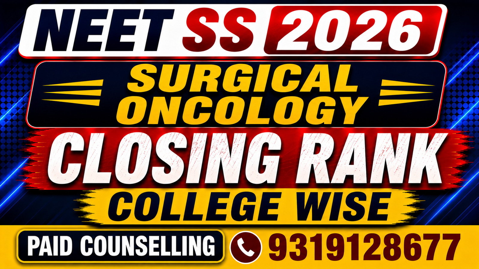 NEET SS 2026  Surgical Oncology Government & Private Medical Colleges Closing Rank – College-Wise