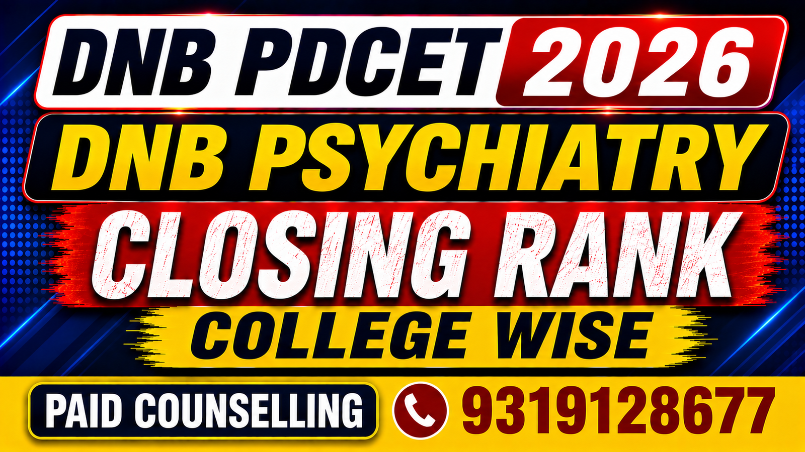 DNB PDCET 2026 DNB PSYCHIATRY Government & Private Medical Colleges Closing Rank – College-Wise
