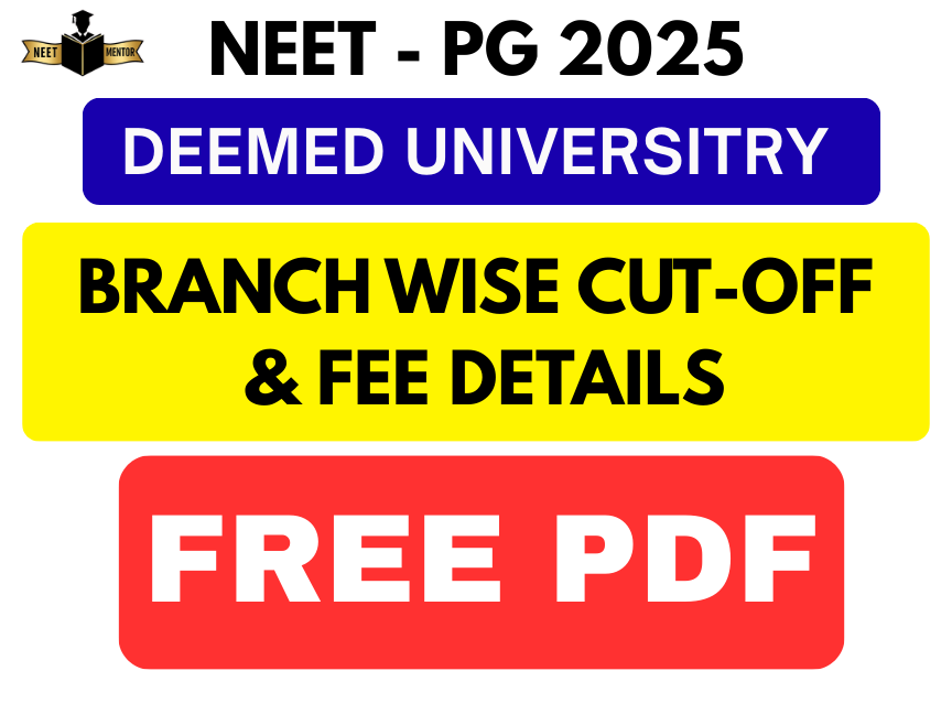 NEET PG 2025 DEEMED UNIVERSITY CUT-OFF & FEE 