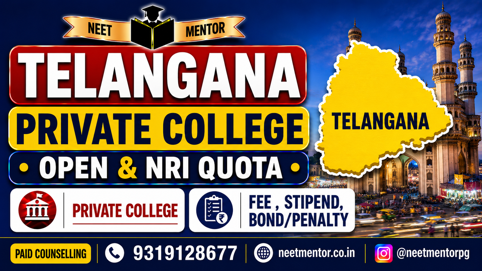 Telangana - Private College - Management & NRI Quota Fee Structure, Stipend , Bond & Penalty