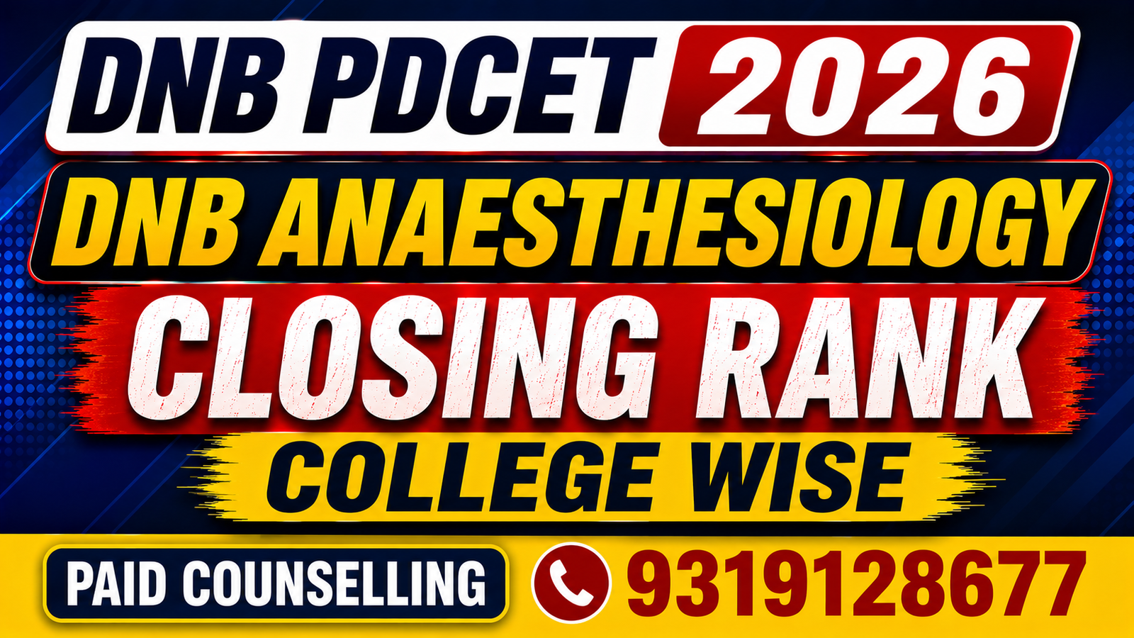 DNB PDCET 2026 DNB Anaesthesiology Government & Private Medical Colleges Closing Rank – College-Wise