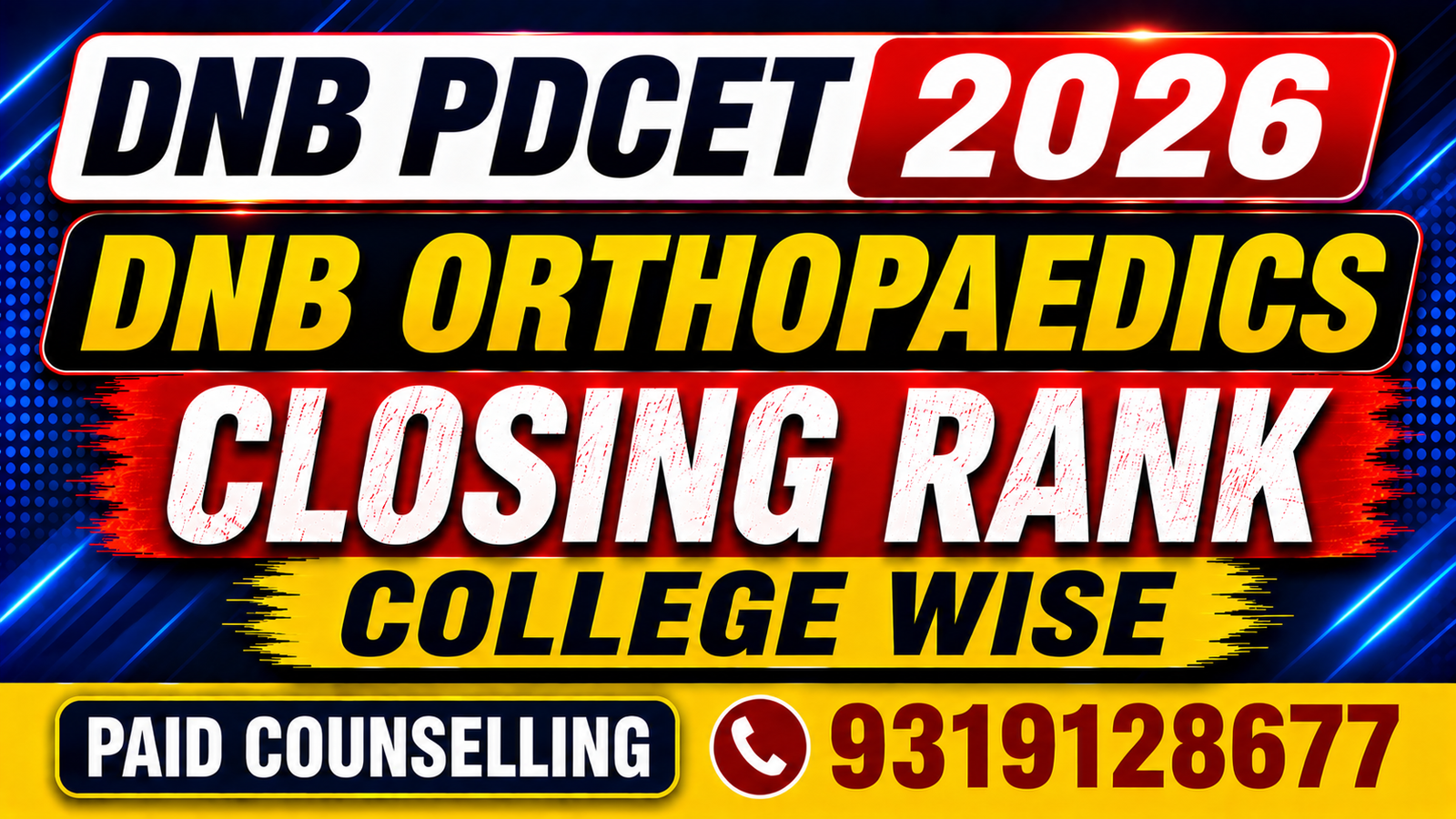DNB PDCET 2026 DNB ORTHOPAEDICS Government & Private Medical Colleges Closing Rank – College-Wise