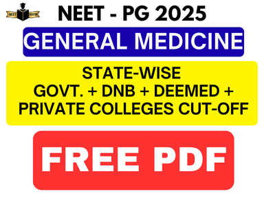 NEET PG 2025 GENERAL MEDICINE STATE-WISE GOVT. + DNB + DEEMED + PRIVATE COLLEGES  CUT-OFF 