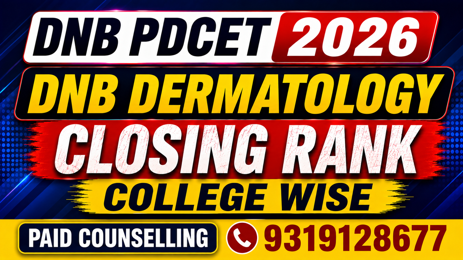 DNB PDCET 2026 DNB Dermatology Government & Private Medical Colleges Closing Rank – College-Wise